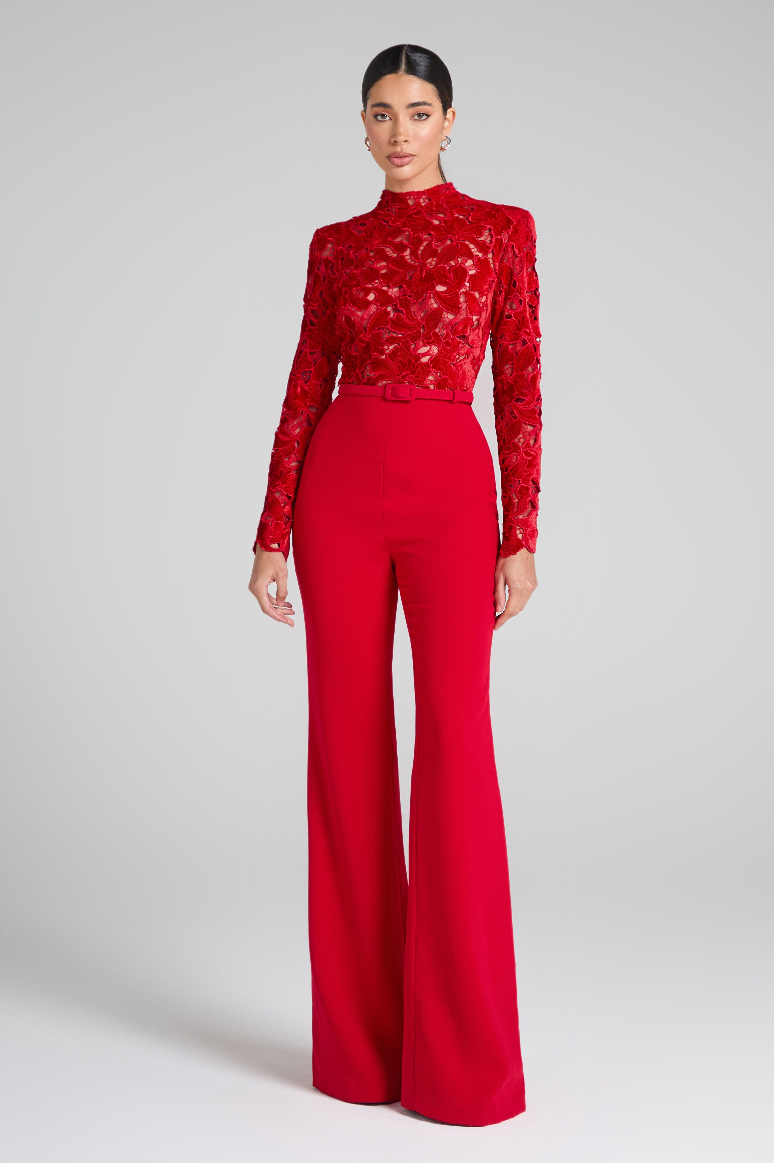 Red jumpsuit formal online